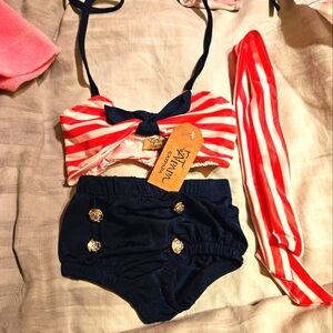 Baby Girl's Red White & Blue Halter Bikini 12mos